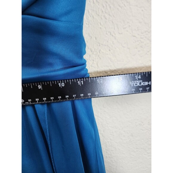 Trixxi Dress Medium Teal Blue Halter Rhinestone Handkerchief Hem Y2K Prom Fairy - Picture 10 of 12